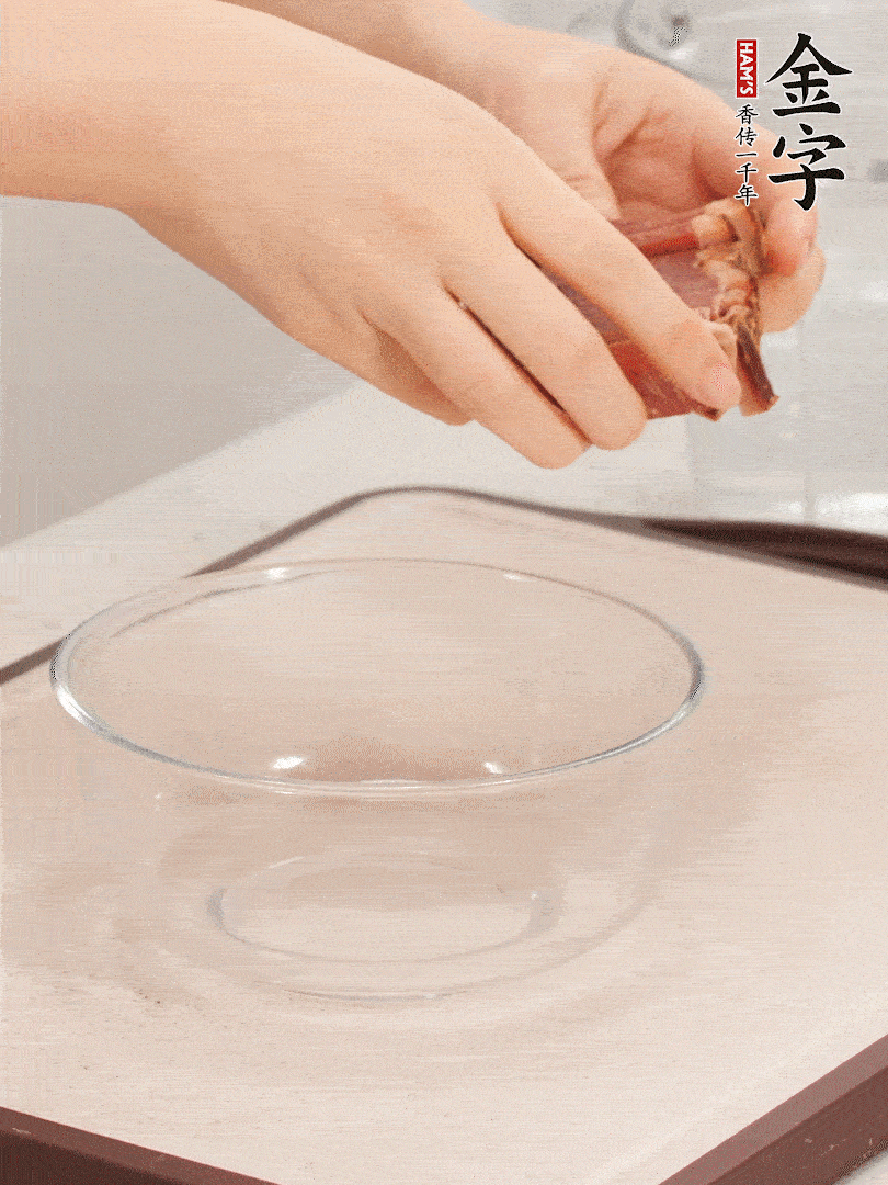 火腿切片、溫水浸泡5分鐘